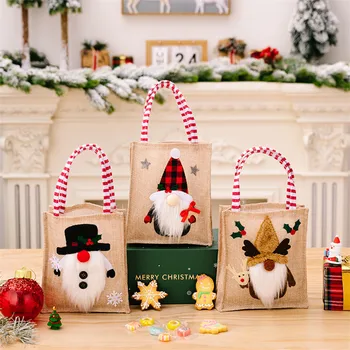 Santa Çuval Bezi hediye çantası Şeker Elma Kolu Çanta için Noel Ağacı Süsleri Ev Masa için Yeni Yıl 2023 Noel Noel Hediyeleri