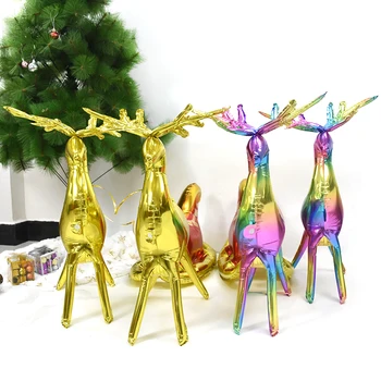 3 adet Noel Altın Elk Balonlar Parti 3D Karikatür Ayakta Elk Kızak Folyo Balon Seti Yeni Yıl Partisi Ev Dekorasyon Malzemeleri