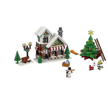 Şehir Yaratıcı Kış Köy Oyuncak Dükkanı 10249 Arkadaşlar Yapı Taşları Ev Noel Baba Mağaza Tuğla Çocuklar noel hediyesi Oyuncaklar 0