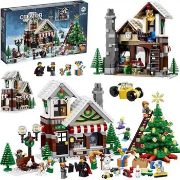 Şehir Yaratıcı Kış Köy Oyuncak Dükkanı 10249 Arkadaşlar Yapı Taşları Ev Noel Baba Mağaza Tuğla Çocuklar noel hediyesi Oyuncaklar 4