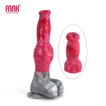 FAAK Silikon Uzun Köpek Penis Vantuz Düğüm Yapay Penis Kanlı Et Çok Renkli Yetişkin Ürünleri Kadın Erkek Anal Seks Oyuncak Dükkanı 0