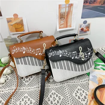 Işlemeli Müzik Notaları Piyano Şekli Çantalar ve Çanta Kadınlar için Moda Rahat omuzdan askili çanta Parti Debriyaj Eğlenceli Bayanlar Mini Çanta