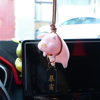 1 ADET Karikatür Sevimli Domuz Araba Kolye Araba Dikiz Aynası Kolye Şanslı Piggy Asılı Süsleme Oto İç Dekorasyon Aksesuarları 1