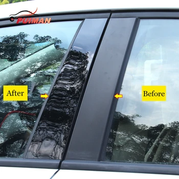 8 ADET Araba PC Kapı Pencere Orta Sütun Trim Dekorasyon Koruma Stylings Şerit Toyota Camry 2018 2019 2020 2021 Aksesuarları
