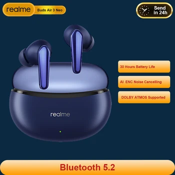 Realme için Tomurcukları Hava 3 Neo Kulaklık 30 Saat Kullanım Süresi Bluetooth 5.2 AI ENC Çağrı Gürültü İptal Gecikme IPX5 Su Geçirmez Cep Telefonu 1