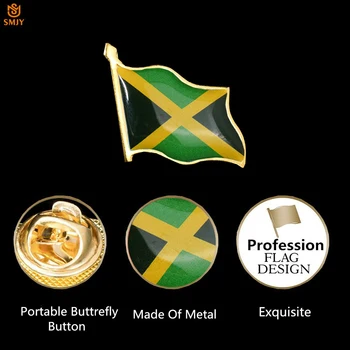 10 ADET Karayip Jamaika Ülke Bayrağı Pimleri Metal Emaye Kovboy Ceket / seyahat sırt çantası Giyilebilir Düğme Rozet Broş Takı