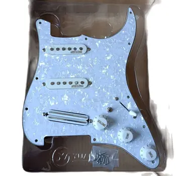 Kablolu SSS Gitar Pickguard Wilkinson WVS Alnico Beyaz Mini Humbucker Pickup Seti 7 Yollu Anahtarı Strat Gitar Kaynak Kablo Demeti 3