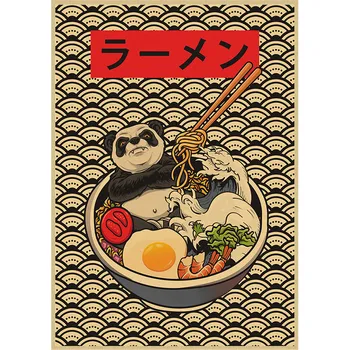 Kraft Kağıt boyama Japon tarzı ramen soyut ifadeler restoran mutfak ev dekor oturma sanat dekoru posterler