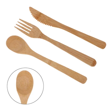 3 Adet / takım Doğal Bambu ahşap çatal bıçak kaşık seti Çatal Kesici Kesme Kullanımlık Mutfak Sofra Yeni