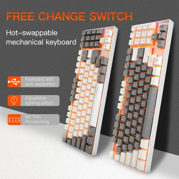 HUO JI E-YOOSO Z-13 Mekanik Klavye LED Arkadan Aydınlatmalı 89 Tuşları Kablolu Hot Swap Taşınabilir Oyun Klavyesi Dizüstü Bilgisayar PC Gamer için