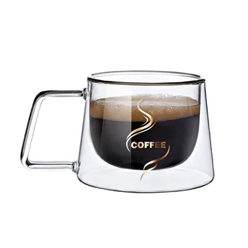 2021 Yeni Sadelik Cam Bardak Kahve Drinkware Yalıtım çift duvarlı kupa bardak Kaşık Hediyeler Sıcak Avrupa Tarzı Şeffaf Kupalar
