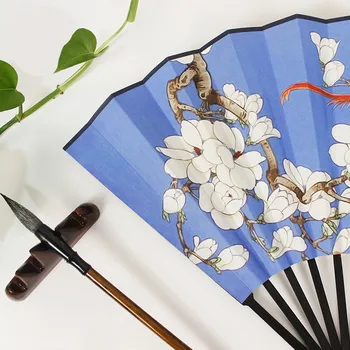 Çin Katlanır El kağıt yelpaze Taşınabilir Bambu Katlanır Hediye Fan Vintage El kağıt yelpazeler 33 * 60cm Klasik Hanfu yelpazeler
