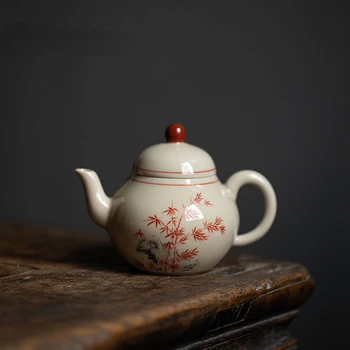 150 ml Retro Kung Fu çay seti tek armut şekli Pot antika bitki Kül küçük seramik demlik el yapımı çay makinesi su ısıtıcısı filtre ile