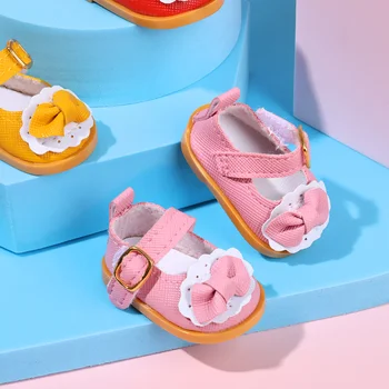 1 Çift Sevimli Rahat Bebek Ayakkabıları 14 İnç Bebek Ayakkabı Yay Deri Mini Elbise Çocuk Oyuncakları DIY Bebek Aksesuarları