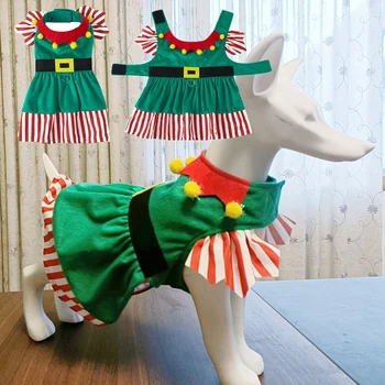 Elf Köpek Elbise Noel Pet Kostüm Kış Köpek Ceket Elbise Küçük Orta köpek için evcil hayvan giyim Chihuahua Yorkshire Kaniş