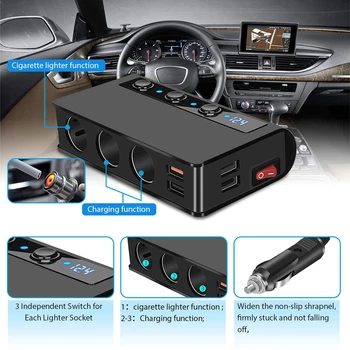 Araba şarjı 12V Sigara çakmak adaptörü USB Soket Şarj İstasyonu Elektronik Güç Soketi Aksesuarları Oto RV Camper