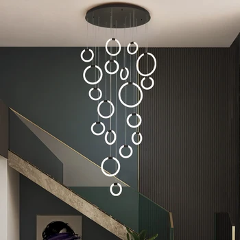 Tasarımcı modern avize led dairesel lamba basit merdiven lambası yaratıcı restoran bar mutfak iç aydınlatma yeni avize