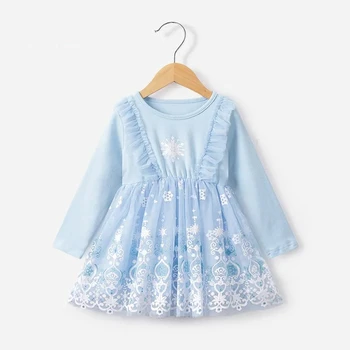 Prenses Elbise Yeni Yıl 2022 Bahar Yürüyor Çocuk Moda Elbise Kız Elbise Çocuk Rahat Doğum Günü Partisi Kostüm 2-7Y 4