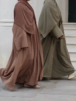 Ramazan Bayram Djellaba Takım Elbise Abaya Dubai İki adet Müslüman Setleri Elbise Abaya Dubai Türkiye Müslüman İslam Abayas Kemer İle WY604