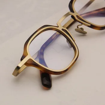 Vintage Küçük Kare Gözlük Çerçeveleri Asetat Metal El Yapımı Gözlük Retro Erkek Kadın Rx mümkün Reçete Moda Tam Jant 4