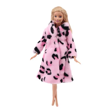 25 Yeni Stil Renkli Leopar Baskı Kürk Palto Pembe Elbise Barbie Aksesuarları Elbise gündelik giyim kız çocuk oyuncağı Hediyeler