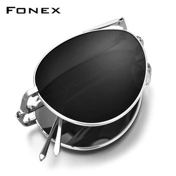 FONEX Saf Titanyum Polarize Güneş Gözlüğü Erkekler Katlanır Klasik Havacılık güneş gözlüğü Erkekler için Aviador Yüksek Kaliteli Erkek Shades 838 5