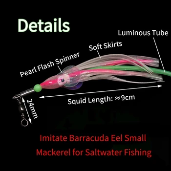 2 adet / 4 adet #4 Balıkçılık Cazibesi Yem Tuzlu Su için Aydınlık Longtail Ahtapot Çelik Tel Kulesi Barracuda Yılan Balığı Küçük Uskumru olta