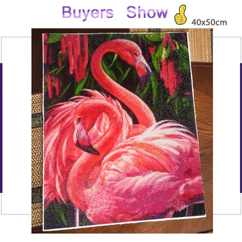 Huacan Elmas Boyama Flamingo Tam Matkap Kare / Yuvarlak Hayvan 5D Elmas Nakış Taklidi Resim Elmas Mozaik Hediye 2