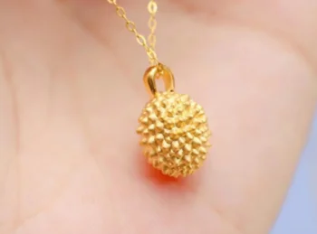 Yeni varış 999 gerçek altın kolye 24 k saf altın takı durian kolye güzel altın takı kadınlar için