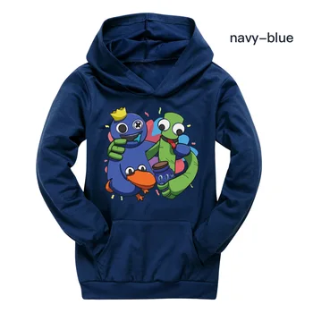 Gökkuşağı Arkadaşlar Hoodies Tişörtü Bebek Erkek Kız Karikatür Mavi Canavar baskı t-shirt Üstleri Spor Eşofman Çocuk Giyim 3