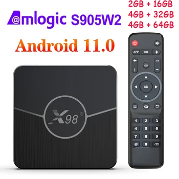 YENİ X98 artı akıllı tv kutusu Android 11 Amlogic S905W2 AV1 2.4 G & 5.8 G Wifi 4K BT 4GB 32GB 64GB Medya Oynatıcı Set üstü kutusu 5