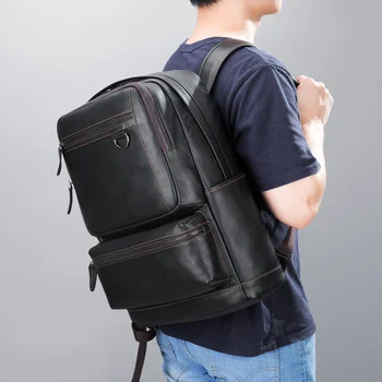 Erkek Hakiki Deri Iş açık hava seyahati için sırt çantası Inek Derisi Büyük Kapasiteli Çok Fonksiyonlu Moda Trendi Bilgisayar Çantası
