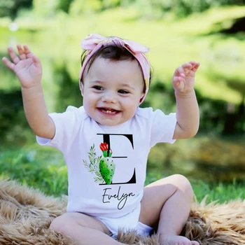 Kişiselleştirilmiş Kaktüs Bebek Kız Erkek Bodysuit Yeni Bebek Hediye İlk Bebek Adı Tulumlar Özel İsimler Tulum Sevimli Kaktüs Giysileri