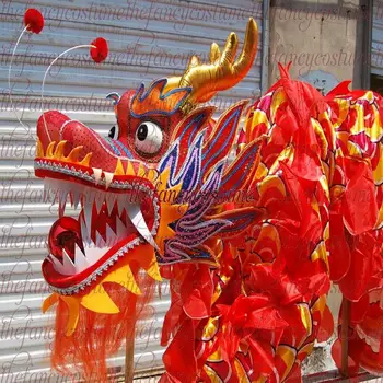 Yetişkin Boyutu 4 ipek kumaş Çin EJDERHA DANS ORİJİNAL Ejderha Çin Halk Festivali Kutlama Ejderha Kostüm