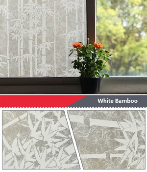 Pencere Kapağı Kendinden Yapışkanlı Beyaz Bambu Anti-UV Dayanıklı Lekeli Özel Dekoratif Cam Folyo Ev Ofis Restoran Mağaza 1