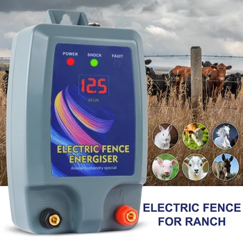 Yüksek Gerilim Darbe Elektrikli Çit Energizer Hayvanlar için 12V Güneş Su Geçirmez 10KM Hayvancılık Kümes Hayvanları Kontrol Aralığı Kontrolörü