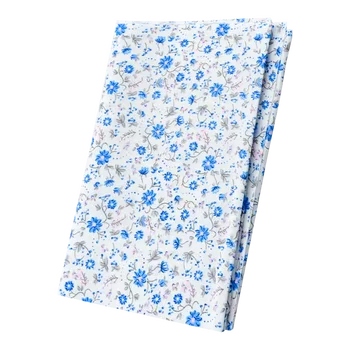 Booksew 1 Adet 50cm x 50cm Beyaz Pamuklu Kumaş Patchwork Baskılı Mavi Çiçek Tasarımları Önceden kesilmiş Yağ Çeyrek Dikiş Zanaat Tekstil