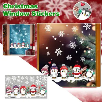 Noel Penguen Pencere Çıkartmaları Duvar Süsleri Noel Kolye Merry Christmas Ev Dekor İçin Yeni Yıl Çıkartmaları 2023 Ne V5k9