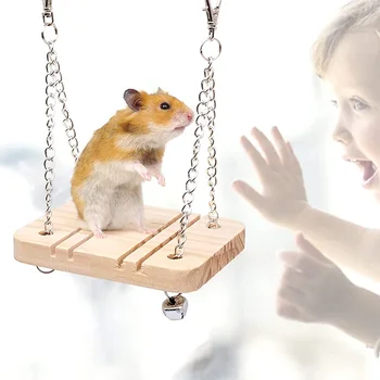 Hamster Ahşap Salıncak Oyuncak Fare Chinchilla Sıçan Gerbil Cüce Hamster Asılı Yatak Hamak Kafes Egzersiz Molar Oyuncak