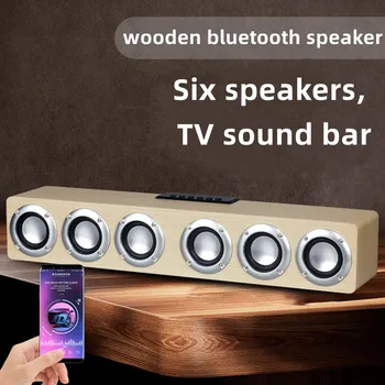 Ahşap TV Ses Çubuğu bluetooth hoparlör Ev sinema sistemi Woofer Hoparlörler Subwoofer Soundbar FM radyo boombox pc için 0