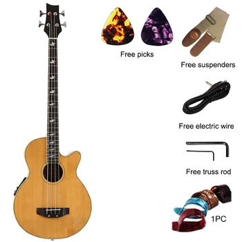 4 dize Elektrik Akustik Bas Gitar 5 dize 43 inç Parlak Ladin Ahşap Üst Halk Bas Gitar EQ İle 1