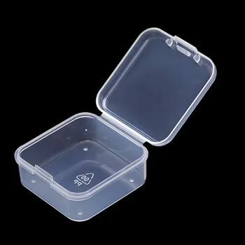48 Adet 4.3*4.3 * 2cm Mini Şeffaf şeffaf plastik saklama kabı kapaklı konteynerler Boş Menteşeli Kutuları Boncuk DIY Craft Takı Yapımı 0