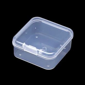48 Adet 4.3*4.3 * 2cm Mini Şeffaf şeffaf plastik saklama kabı kapaklı konteynerler Boş Menteşeli Kutuları Boncuk DIY Craft Takı Yapımı 5