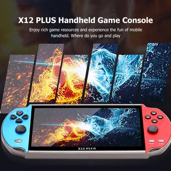 X12 artı elde kullanılır oyun konsolu 7.1 inç Taşınabilir Oyun Konsolu El Retro Oyun Konsolu HD Video Oynatıcı 10000 Klasik Ücretsiz Oyun