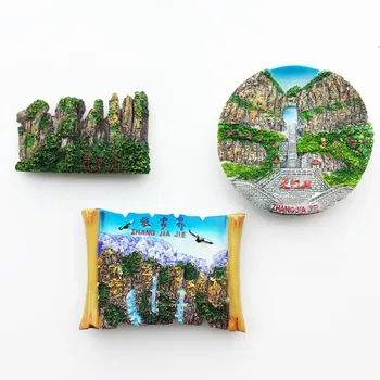 QIQIPP El-boyalı manyetik buzdolabı çıkartmalar turizm hatıra dekoratif el sanatları Tianmen Dağ