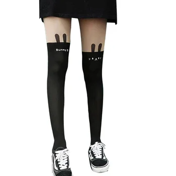 Karikatür Kedi Uyluk Çorap Okul Kız Çorap Sevimli Diz üstü Çorap Külotlu Japon Lolita Retro Beyaz Sıcak Klasik Tayt 3