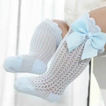 Yaz Bebek Kız Çorap Toddler bebek fiyonku Pamuk Örgü Nefes Çorap Yenidoğan Bebek Prenses Kız Çorap 0-3 yıl