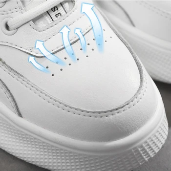 Kadın Beyaz Ayakkabı Hakiki Deri Gizli Topuk Tıknaz Ayakkabı Kadın platform ayakkabılar 2019 İlkbahar Sonbahar Ayakkabı Spor Ayakkabı 3