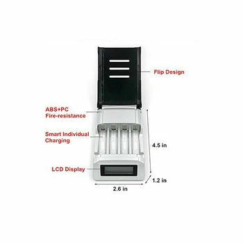 4 Yuvaları AA AAA LCD Akıllı Hızlı Taşınabilir Hızlı şarj edici güç bankası Pil ABD Plug Güç Bankası Şarj Edilebilir Piller Şarj