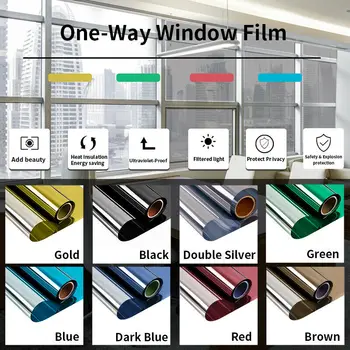 Ayna Yansıtıcı pencere Filmi Tek Yönlü Vizyon Güneş Pencere Tonu Vinil Cam Kendinden Yapışkanlı Kontrol Filmi Gizlilik Sticker Ev için